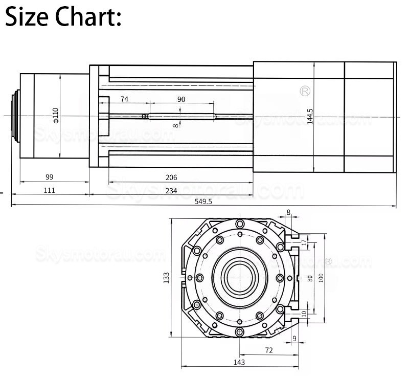 9KW VFD ATC Spindle Motor Kits Incl. Automatic Tool Change Spindle Motor GDZ143x133-9L + 11KW VFD Variable Frequency Drive DZB312B011